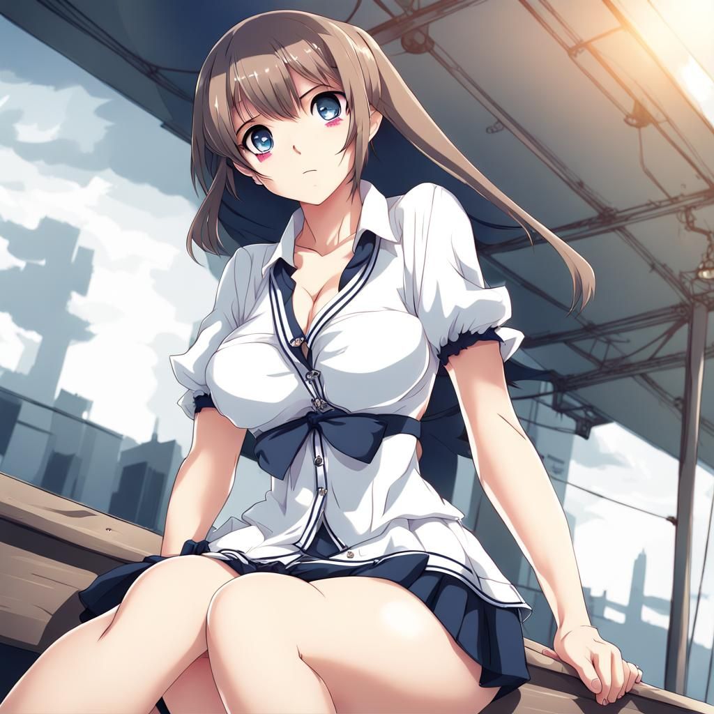 Anime Woman in Short Skirt: Manga Art