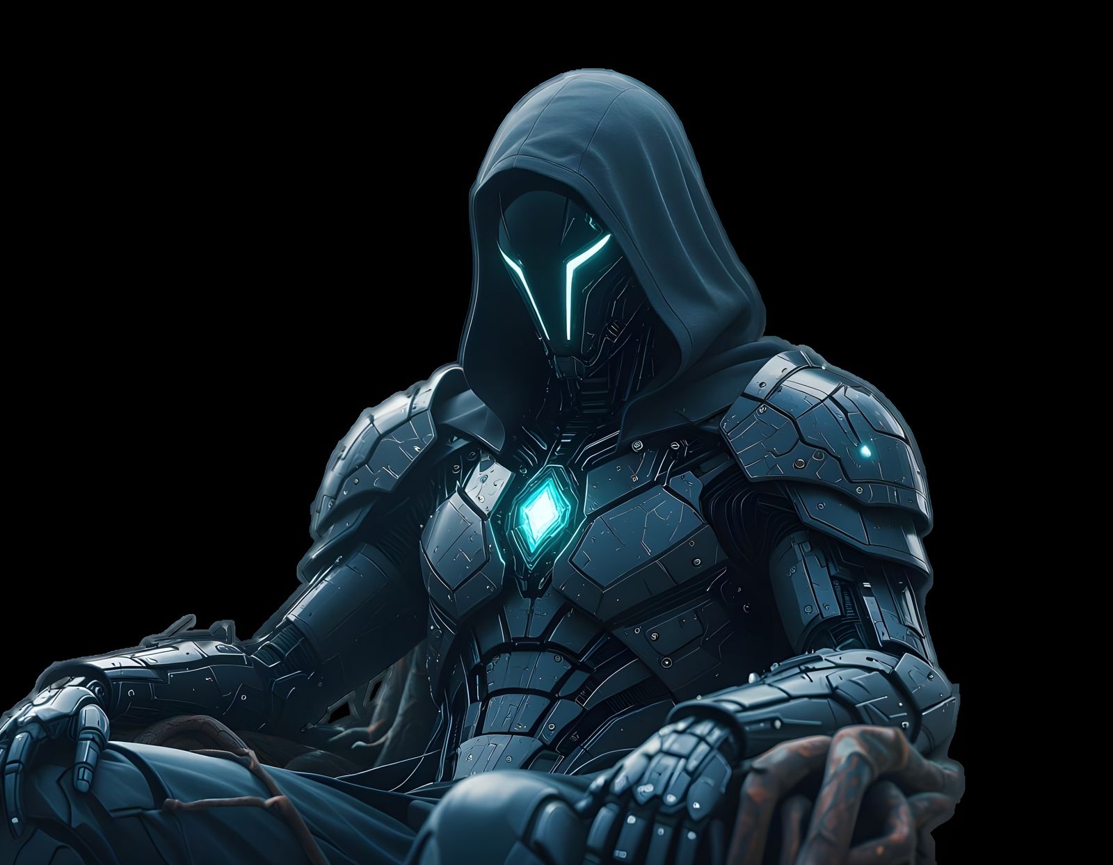 Cyborg Druid on Root Throne in Pop Surrealism Style