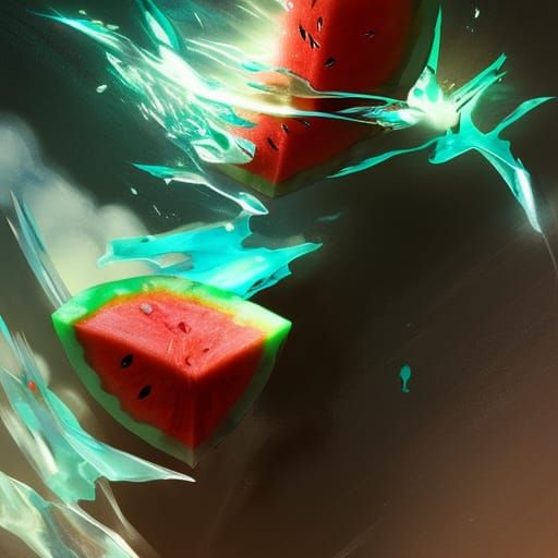 Fractured Glass Watermelon: Dark Fantasy Concept Art