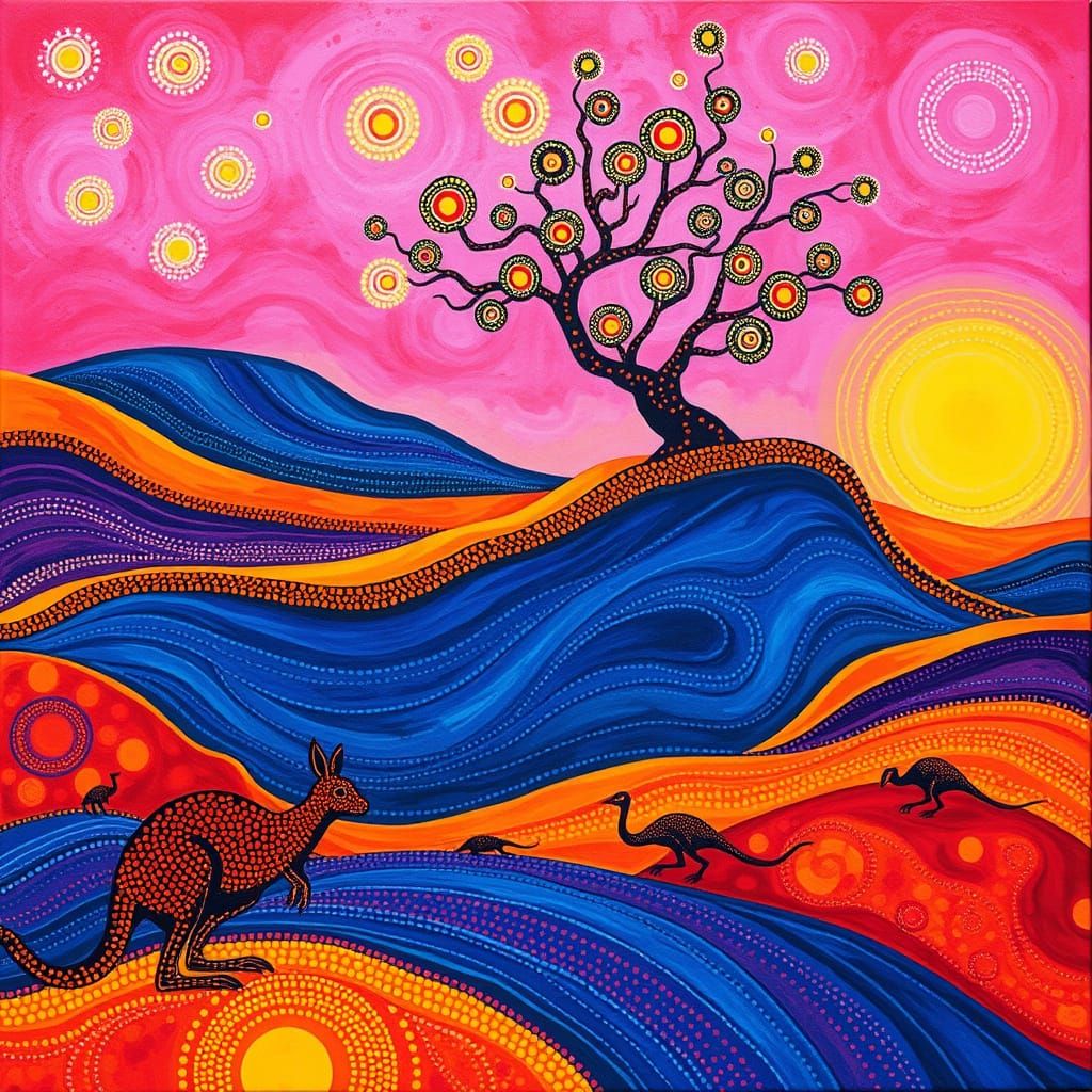 Fauvist Desert Dreamscapes with Indigenous Dot Painting