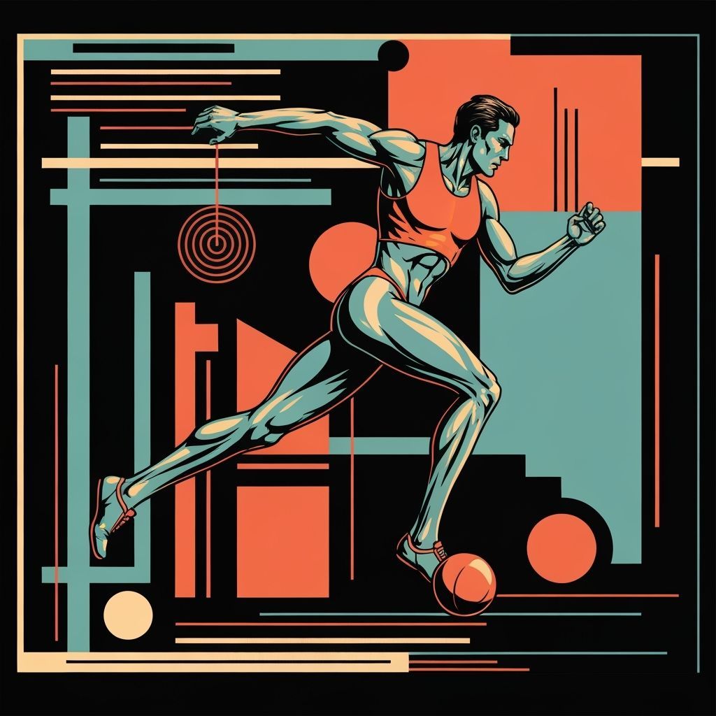 Dynamic Athlete in Geometric Abstract Style