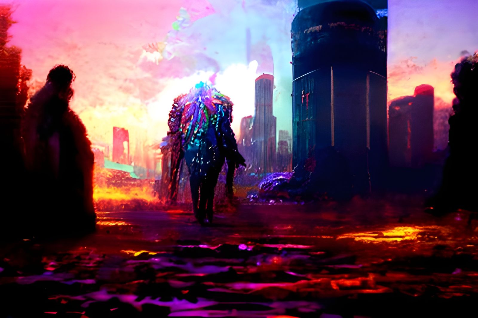 Sinister Ethereal Fantasy in Cyberpunk Style