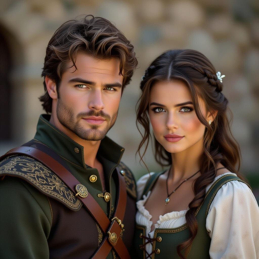 Medieval Couple Portrait in Historical Style