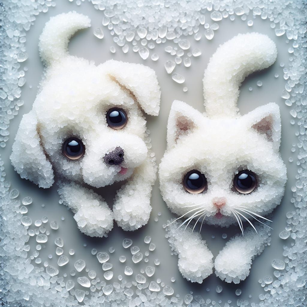 Sugar crystals trickle down from above and create a cute bab...