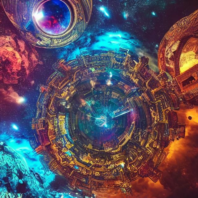 Holographic Space Kingdom in Synthwave Neon Style