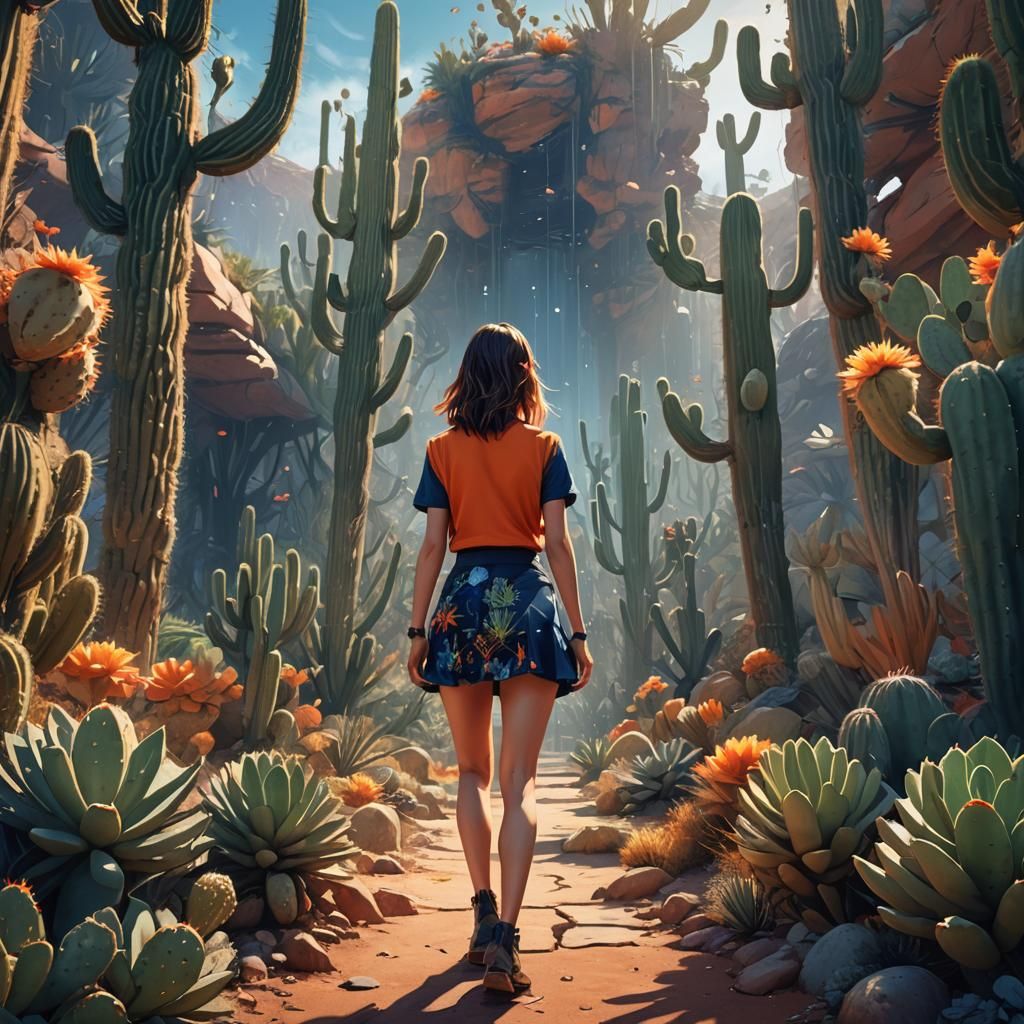 Surreal Desert Scene with Woman in Fantasy Art