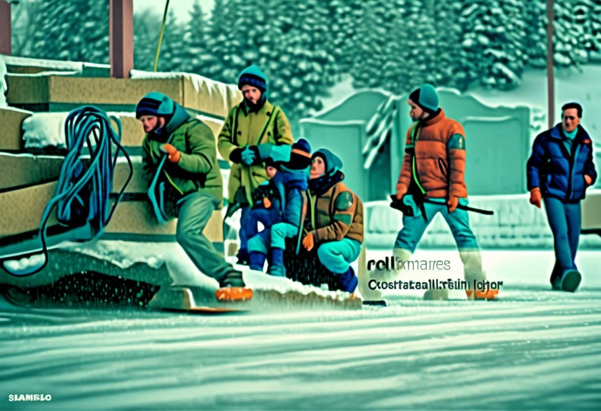 Mysterious Figure in Snowy Landscape with Smoke