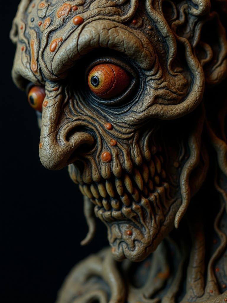 Haunted Dread Clay Figure in Dark Horror Style
