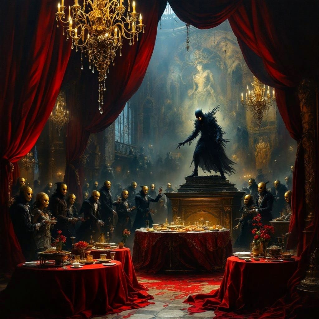 Ethereal Masquerade Ball in Baroque Horror Style