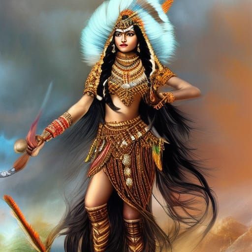 Indian Warrior in Detailed Matte Painting