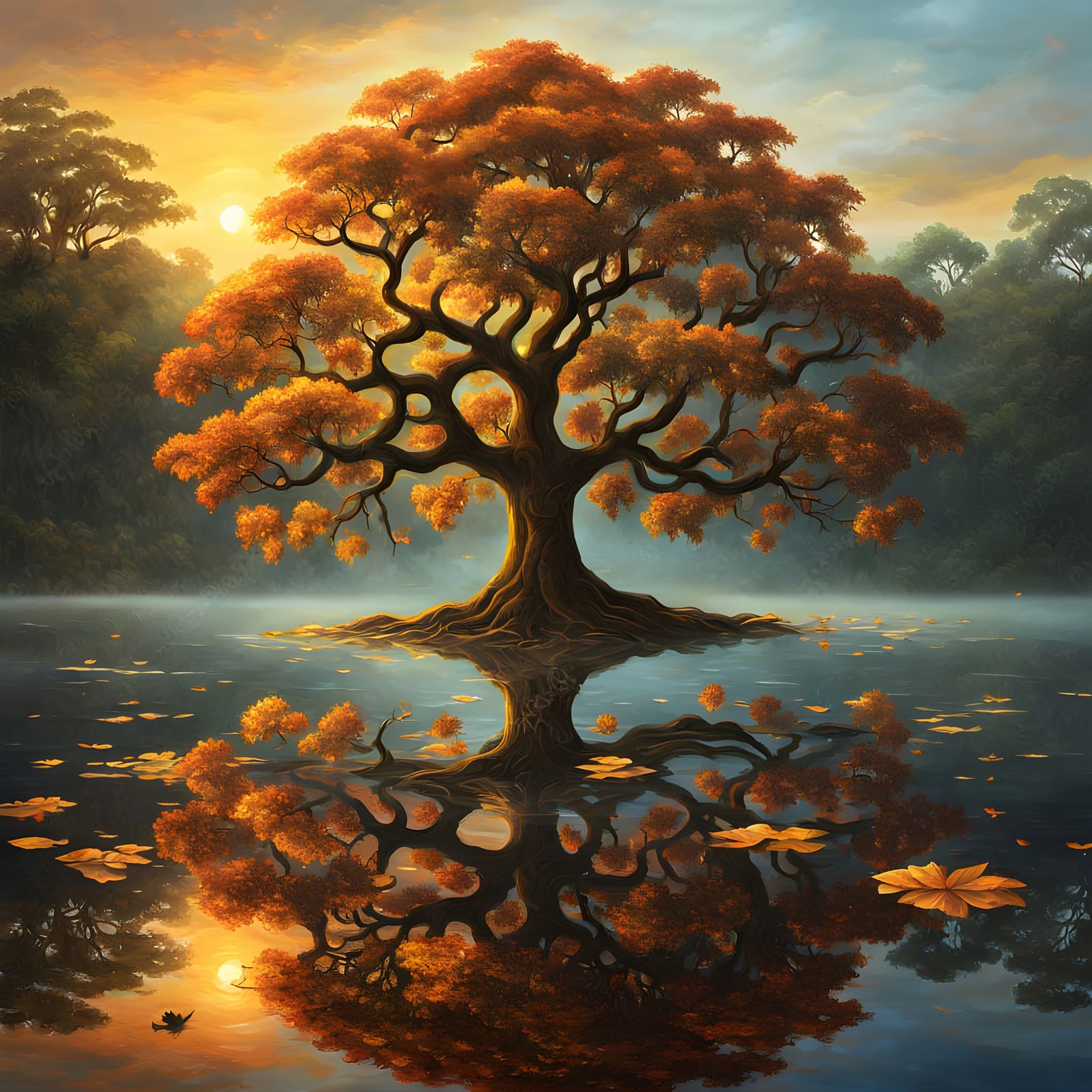 Colombian Tree of Life with Burning Leaves