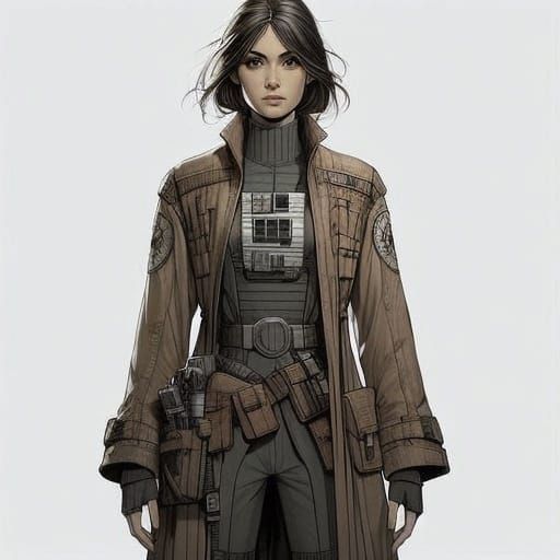 Spacefaring Captain in Weathered Jacket with Nautical Elemen...