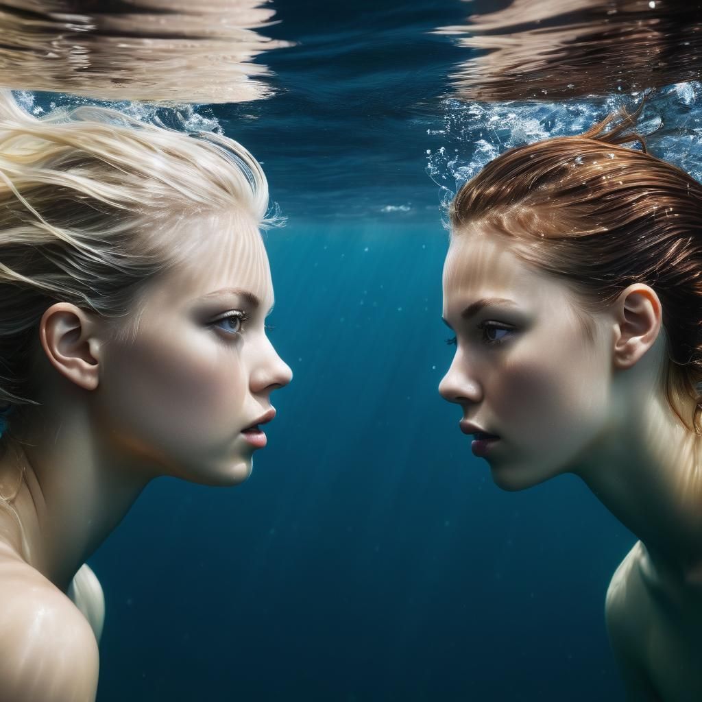Turbulent Ocean Waters Surround Twin Siblings in a Dimly Lit...