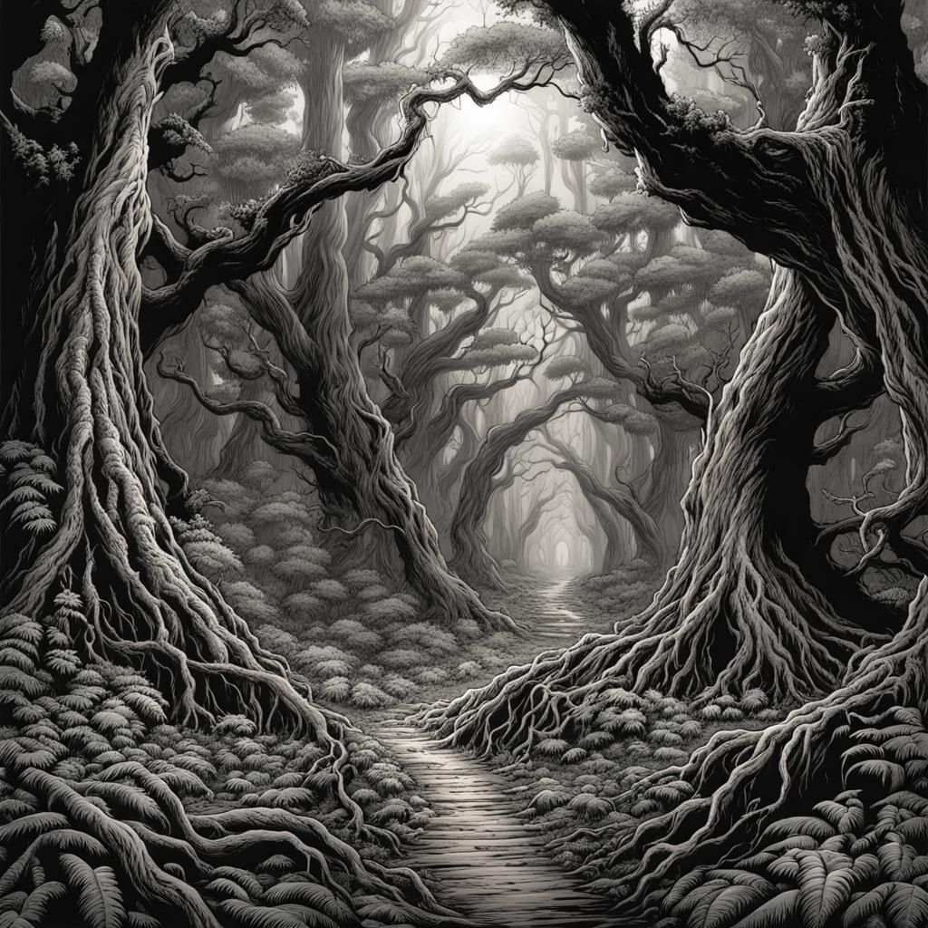 Eldritch Forest in Comic Book Style