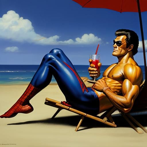Spider-Man's Beach Vacation: A Fantasy Art Rendition