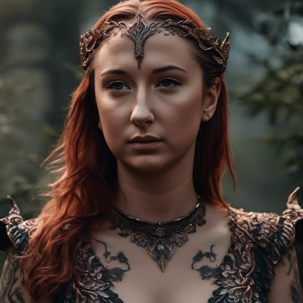 Dark Fantasy Elf Queen with Tattoos