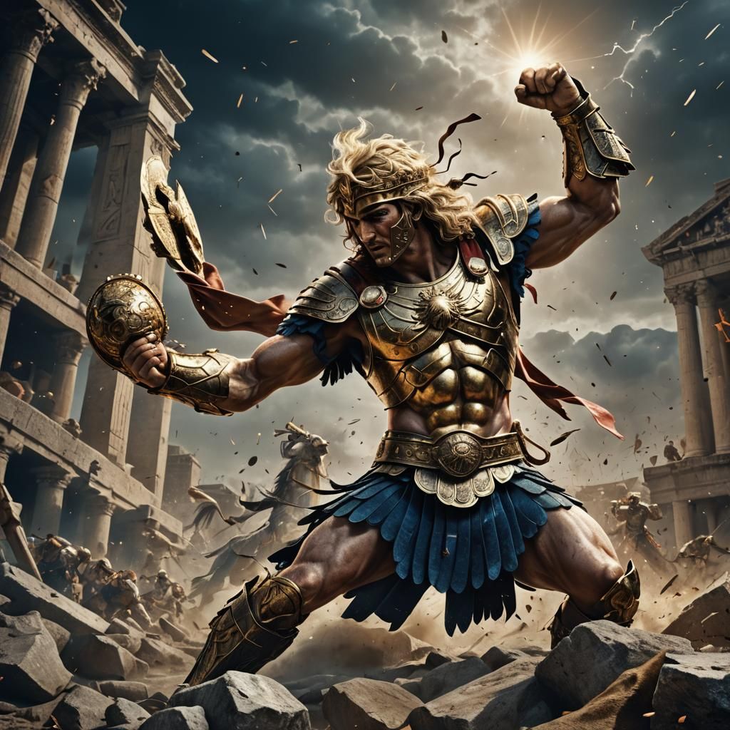 Alexander the Great: Hyper-Surrealist Fighting Pose