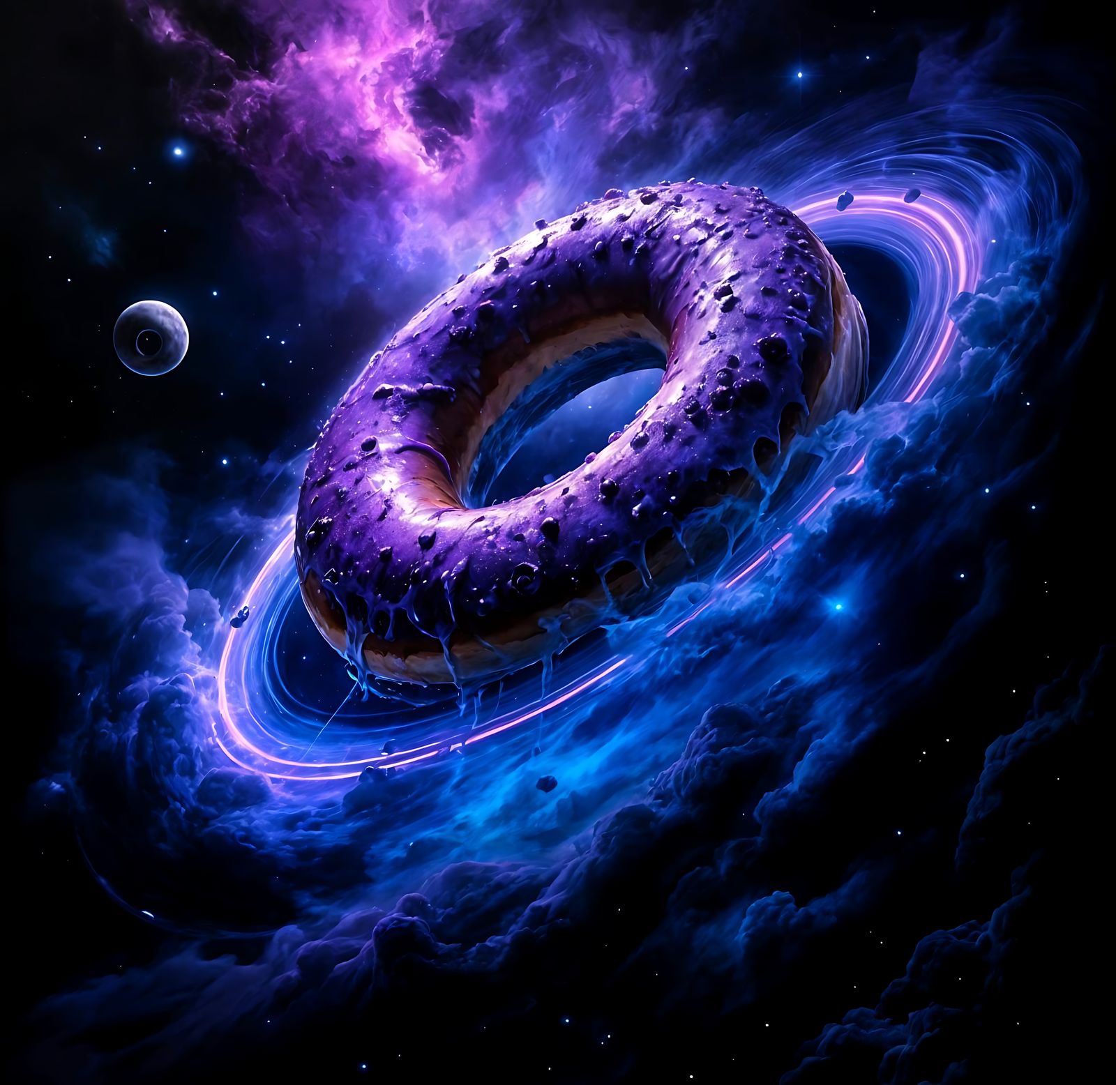 Ethereal Donut Amidst a Starry Ring System