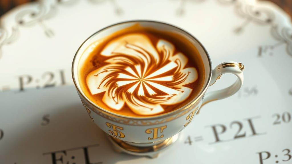 Surreal Tea Filled with Mathematical Equations in Golden Rat...