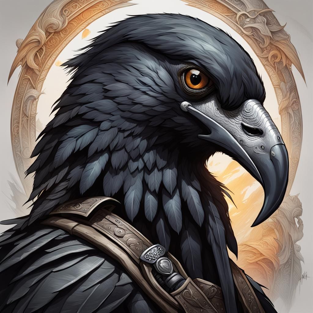 Aarakocra Ranger/Rogue Portrait in Hyperrealistic Style