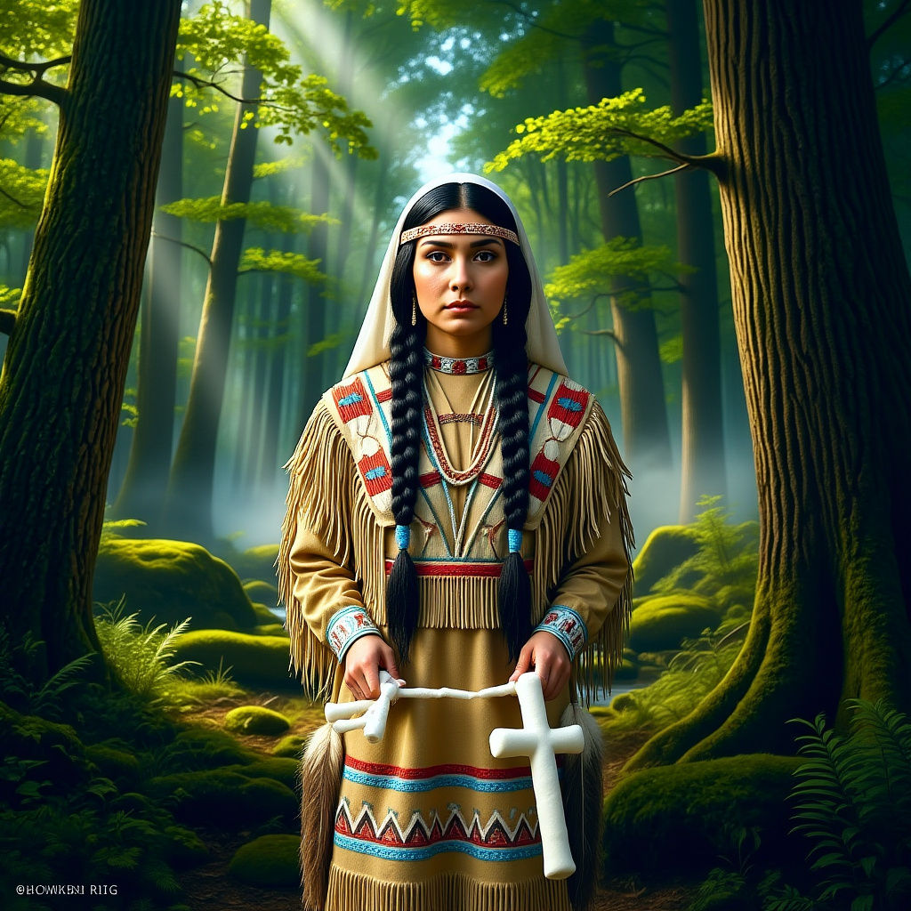 St. Kateri Tekakwitha in Forest, Digital Matte Painting