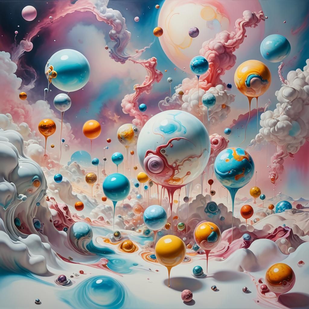 Surreal Planetary Dreamscape in Oil Painting Style