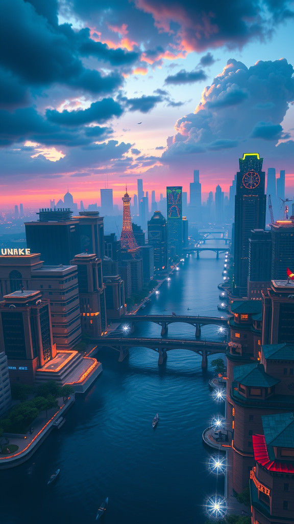 Detailed Matte Painting of Iconic Skylines