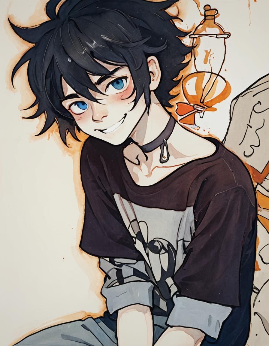 Laughing Man with Bottle: Impressionist Painting