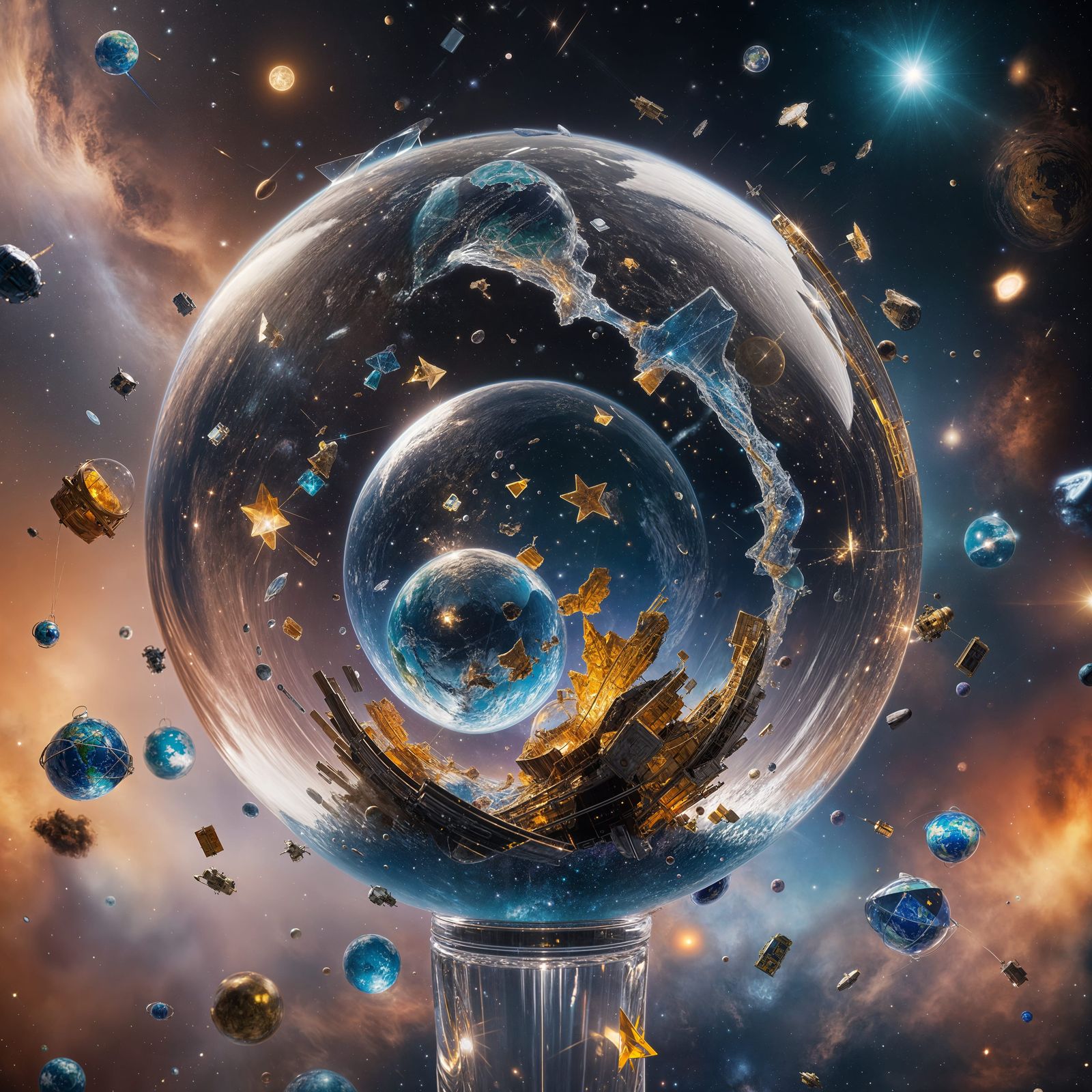 Shattered Glass Globe in Deep Space