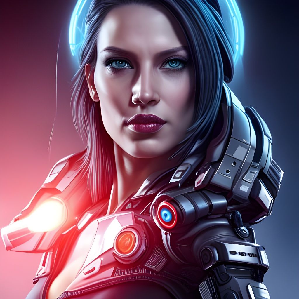 Cyberpunk Scientist Portrait in Detailed Tech Lab