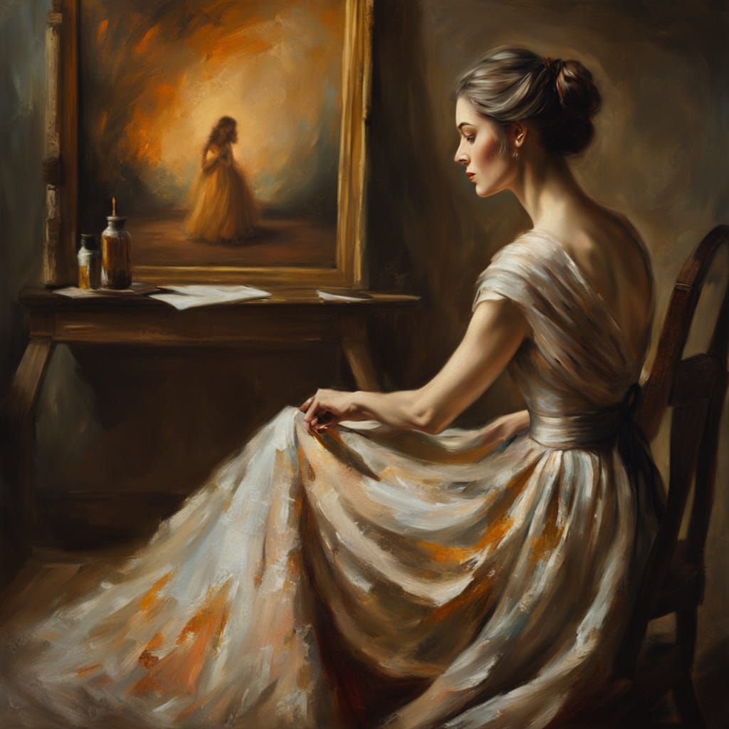 Impressionist Painting of Artist and Young Woman