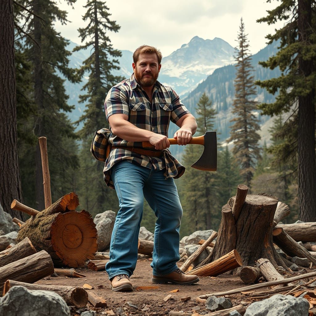 Sierra Nevada Lumberjack in Romantic Realism Style