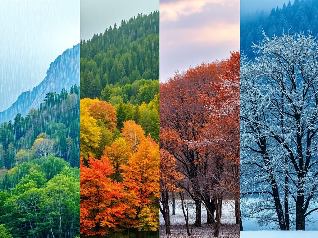 Four Seasons Landscape in Vibrant Colors