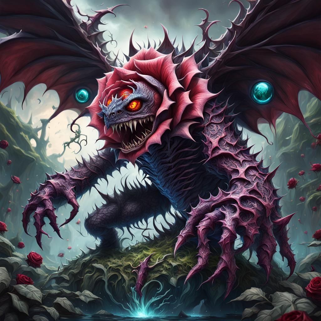 Giant Rose Monster Concept Art with Eyeball