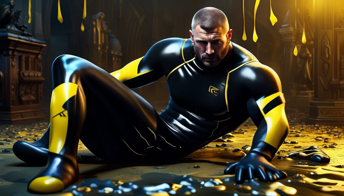 Muscular Man in Wetsuit: Detailed Matte Painting