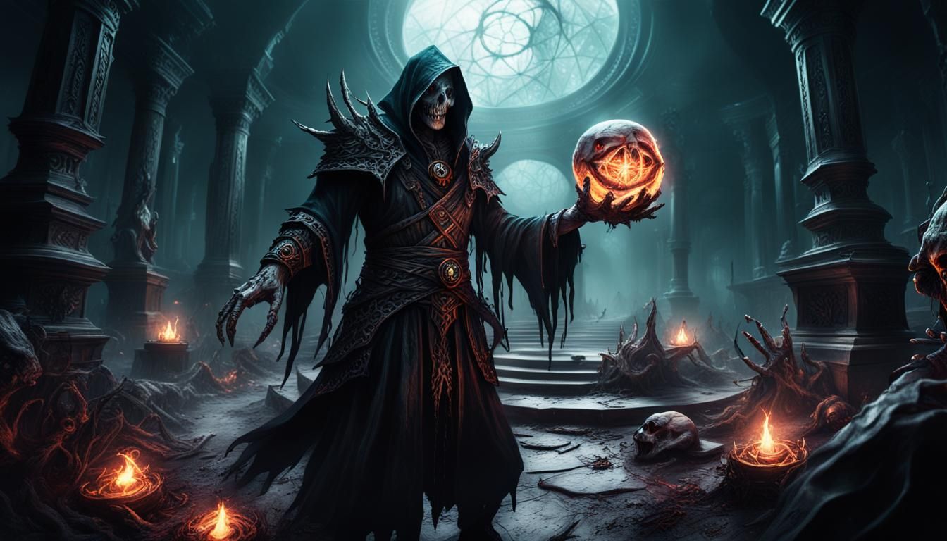 Necromancer Summons Undead with Dark Magic