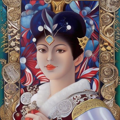 Venus Portrait in Botticelli Style, Oil on Canvas