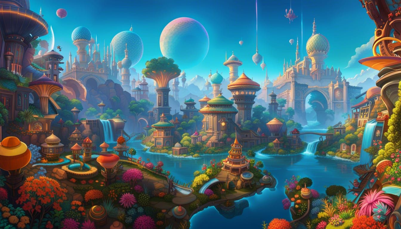 Hyperdetailed Fantasy World with Dynamic Lighting