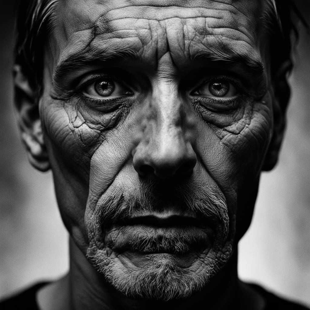 A Sorrowful Face in Hyperrealistic Style