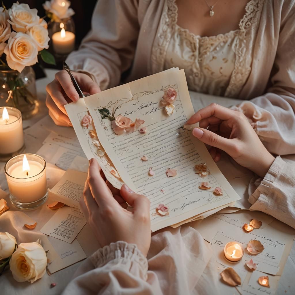 Romantic Realism Image of Person Reading Love Letter