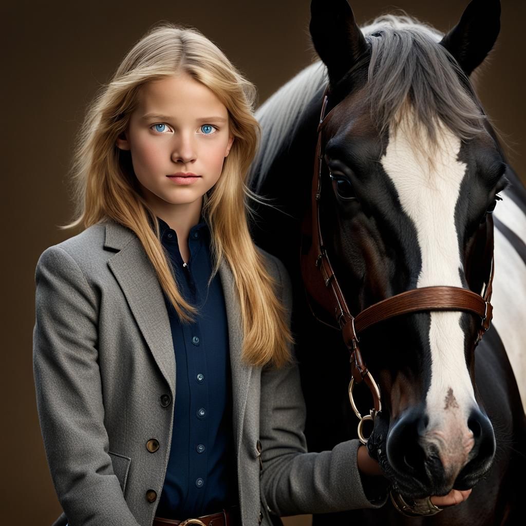 Equestrian Portrait of Woman and Horse