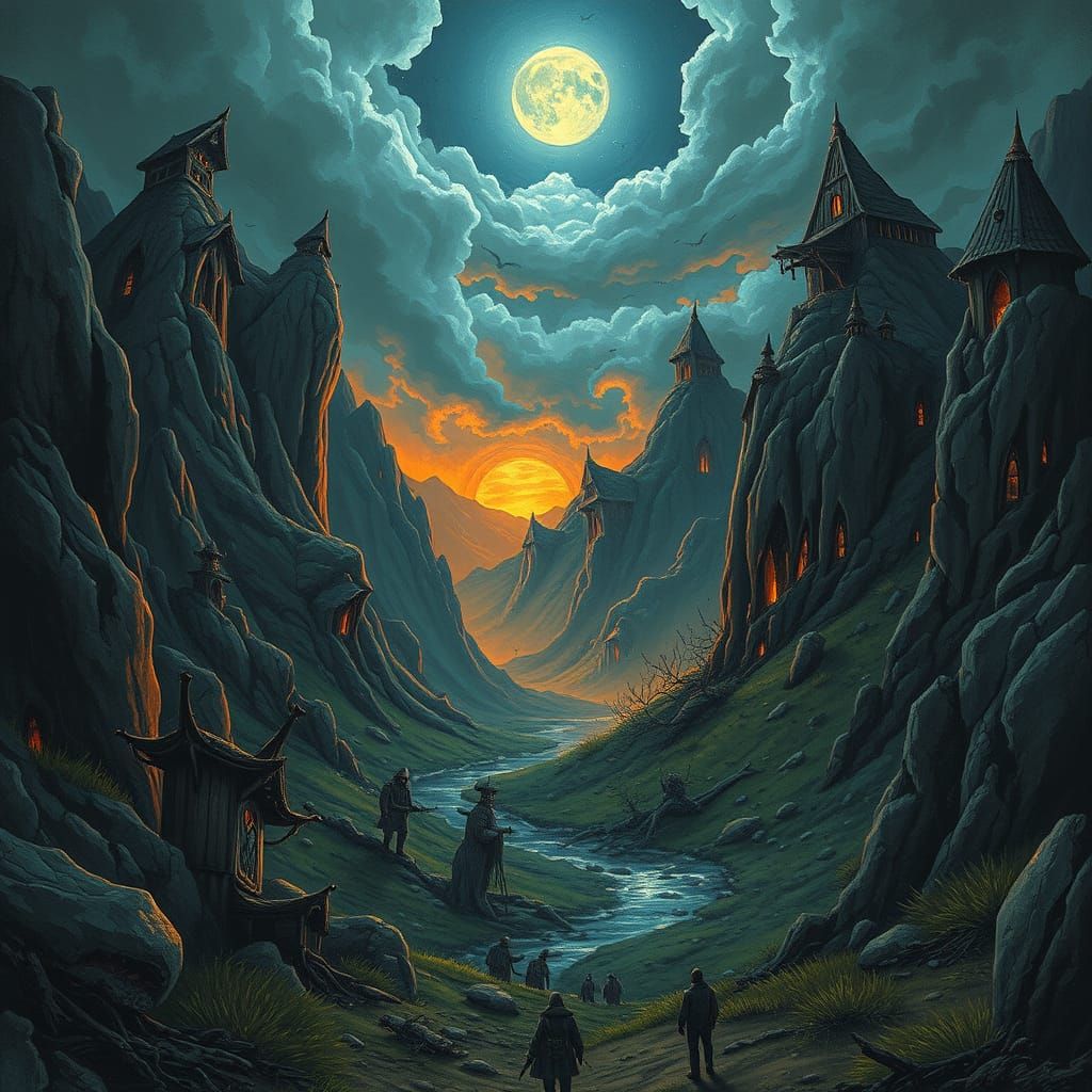 Dark and Foreboding Horror Valley Landscape