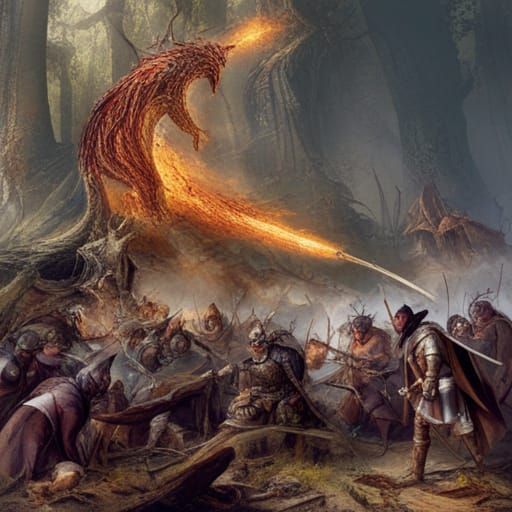 Epic Battle Between Sorcerers and Witches in Forest