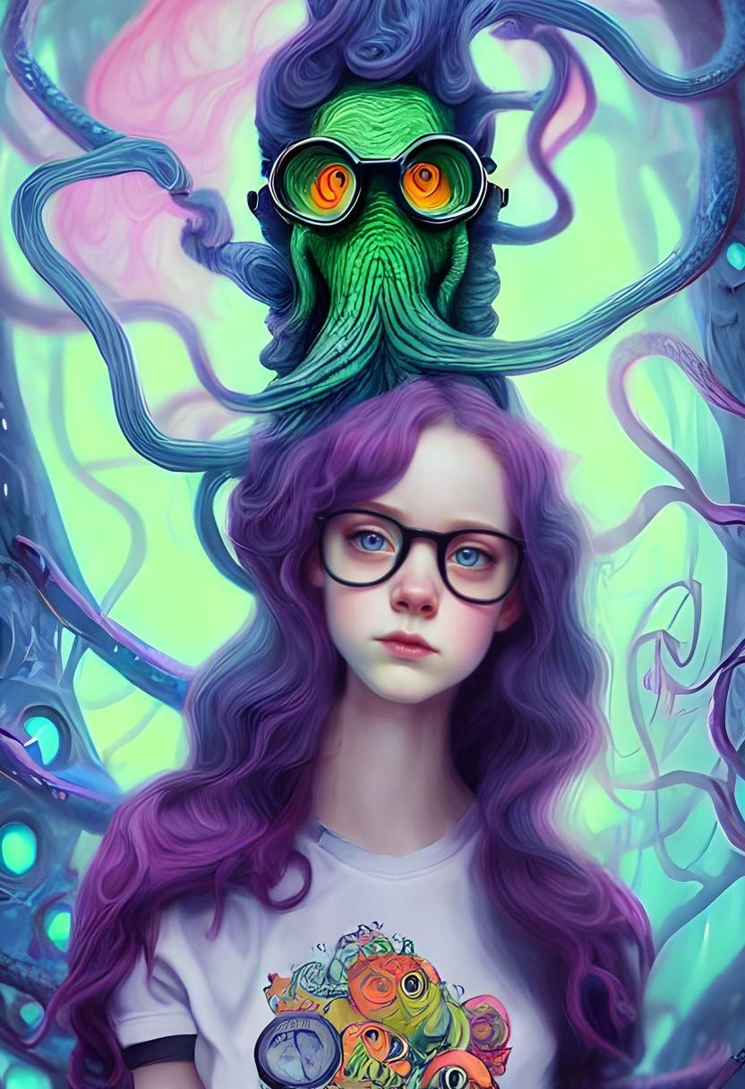 Nerdy Cthulhu Portrait in Dittmann Style