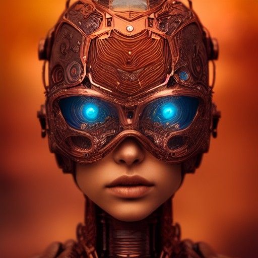 Copper Robot Enchantress in Hyperrealistic Style