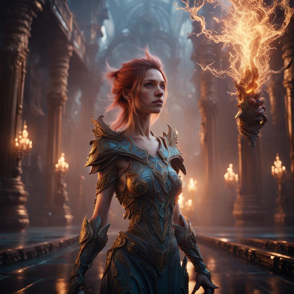 Fantastical Light Girl in Detailed Matte Painting