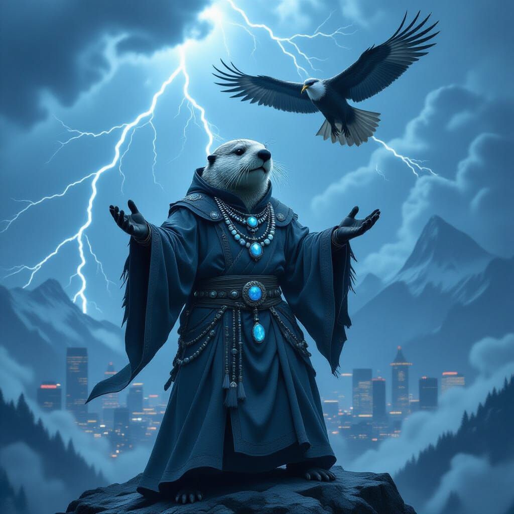 Otter Shaman Channels Thunderbird Over Stormy Seattle