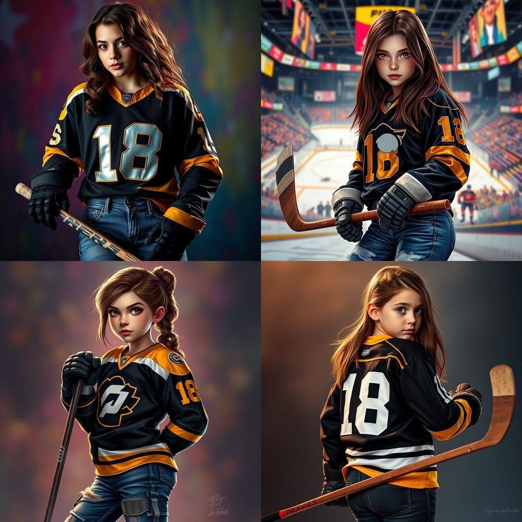 Girl Hockey Player in Vibrant Splendor