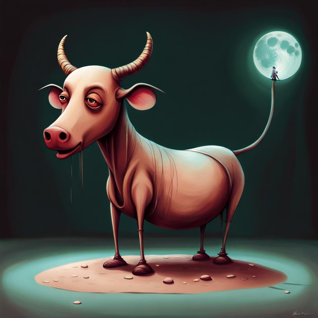 Cow Balloon Animal Concept Art Illustration
