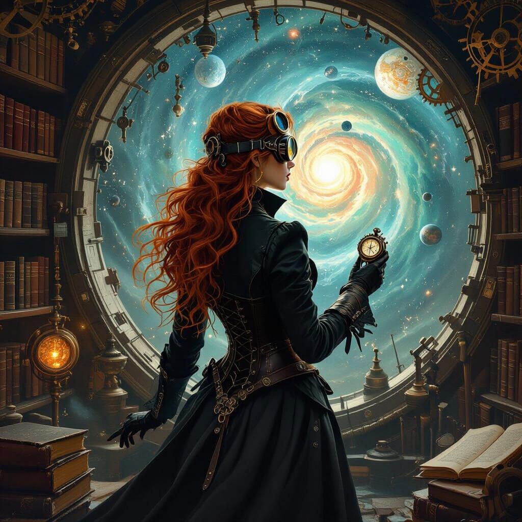 Gothic Time Traveler in Pre-Raphaelite Library